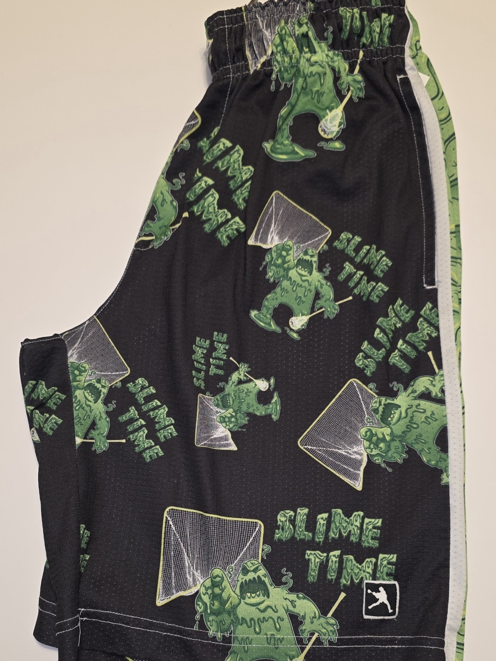 Lacrosse Unlimited Kids Black 'Slime Time' Graphic Athletic Shorts Size YL
